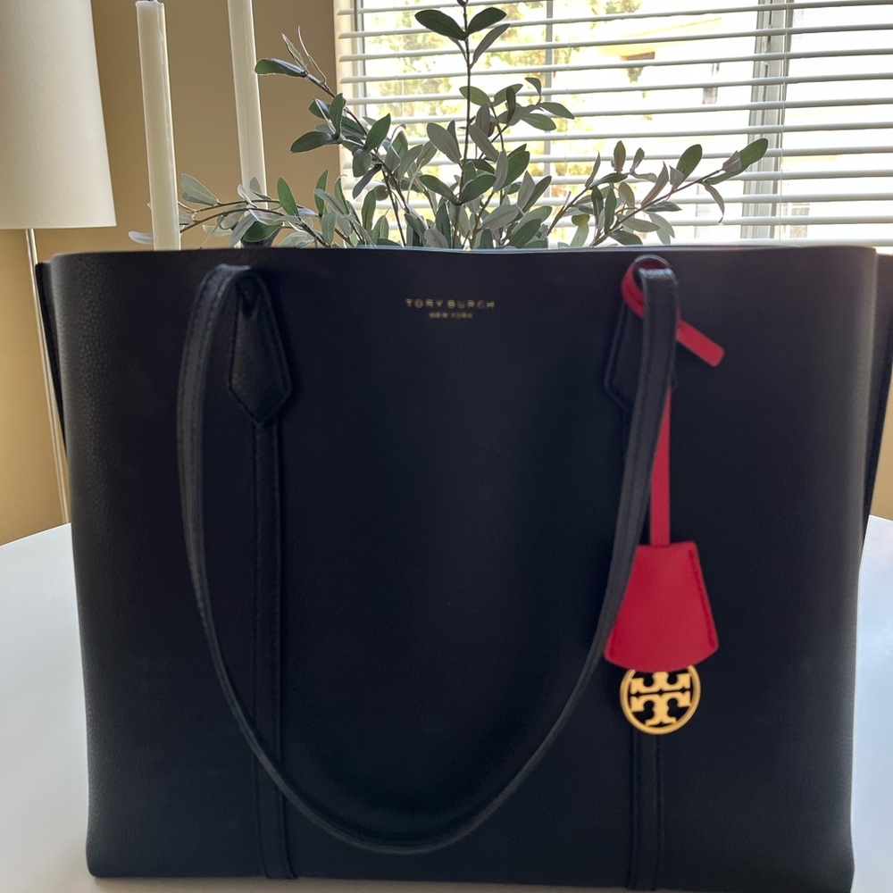 Tory Burch Perry Triple Compartment Tote Bag in Black